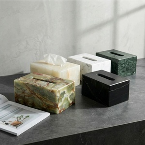 SAIDKOCC Boîte à mouchoirs en onyx Marquina Traversine, marbre naturel pur, style nordique minimaliste, décoration <span class=keywords><strong>de</strong></span> salle <span class=keywords><strong>de</strong></span> bain et d'intérieur - Product Image 3
