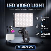 Lampe LED Selfie pour Téléphone Rechargeable 3000mAh 2500-9000K, Lumière d'Appoint à Clipser avec Films de Couleur/Diffuseur CRI95+ Dimmable 12W ABS
