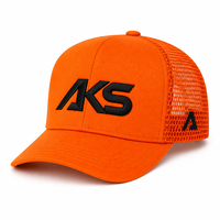 Casquettes de camionneur modernes de style streetwear sportif avec logo en relief personnalisé, en maille orange, profil haut, en buckram, faible MOQ, unisexe, sur commande
