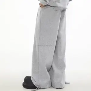 High Waist Y2k Men Long Flared Stacked Sweat Baggy Pants Trousers Cotton Knit Wide Leg Pants For Ladies Custom Track Pants Men