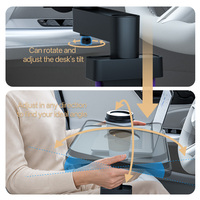 360 °   Table de console centrale de voiture rotative, plateau à nourriture multifonctionnel pour voiture, bureau avec porte-gobelet, porte-téléphone, organisateur de rangement