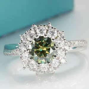 GAR VVS D Color 925 Sterling Silver Promise Statement S925 Wedding Engagement Moissanite Ring For Women