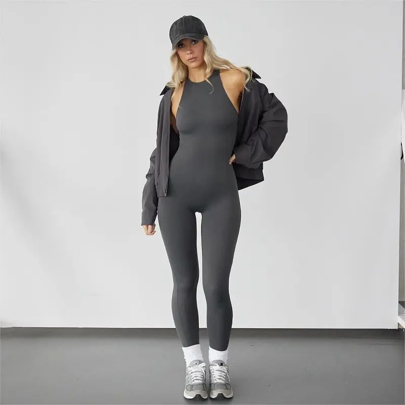 Gimily OEM tùy chỉnh Jumpsuit Playsuits bodysuits cho phụ nữ đàn hồi bodysuits không tay chặt chẽ tích hợp Yoga thể thao Jumpsuit