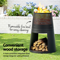 Brasero en fer durable, conique et perforé, à base ouverte, pour terrasse extérieure et jardin, idéal pour brûler du bois