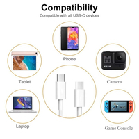 Cable de Carga Rápida 3A Tipo-C a Tipo-C de TPE, 60W PD, Longitud Personalizada, Logotipo Personalizado, Venta al Por Mayor, Suministro de Fábrica