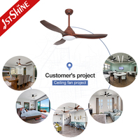 Ventilateur de plafond 1stshine avec pales en ABS, télécommande, éclairage LED, qualité commerciale, personnalisable OEM/ODM, résistant à la rouille, éco-responsable, le mieux noté