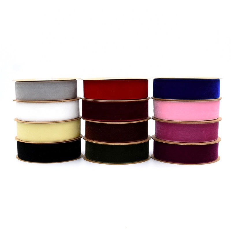 Factory hot sale high quality gift packaging mother's day velvet ribbon roll Wholesale custom luxury 2.5cm velvet ribbon wired
