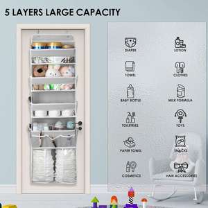 5-Tier Foldable Over Door Organizer Large Nursery <b>Storage</b> Closet Bedroom Decor Must-Haves Diaper Caddy Clothing <b>Storage</b> for Baby - Product Image 4
