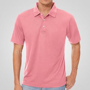 Men's Short Sleeve Solid <b>Pink</b> <b>Polo</b> <b>Shirt</b> Casual Cotton Pique Breathable Knitted Regular Fit - Product Image 3