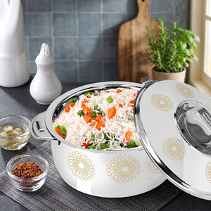 Round stainless steel Non-Stick Casserole <b>Pot</b> With Stainless Steel <b>Lid</b> Flower Design For Gas And Induction Cooker - Product Image 5