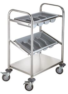 Stainless Steel Cutlery <b>Serving</b> <b>Trolley</b> with 2 Cutlery Inserts & Bumper Guard, Wheeled Mobile Cutlery Storage Cart for kitchen - Product Image 4