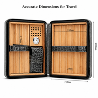 Étui de voyage pour cigares en cuir de crocodile de luxe, 8 cigares, portable, avec fermeture éclair, hygromètre intégré, doublure en bois de cèdre espagnol