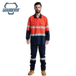 GUARDEVER Chemise de travail en coton haute visibilité jaune haute visibilité avec ventilation, réfléchissante à deux tons - Product Image 5