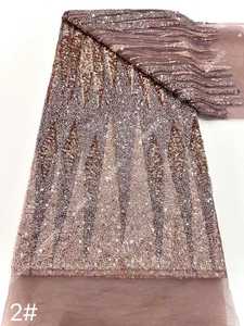 Tessuto Ricamato con Paillettes a Strisce Verticali, Rete, Pizzo, per Abiti <span class=keywords><strong>da</strong></span> <span class=keywords><strong>Sposa</strong></span> alla Moda, Abiti Formali, Costumi di Scena, Pizzo per Abiti - Product Image 2