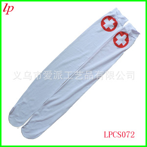 Calcetines hasta la rodilla LPCS072, blancos con cruz roja, disfraz de enfermera, pantimedias transpirables para mujer - Product Image 1