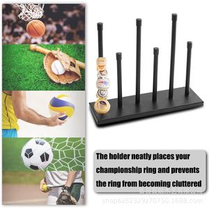 Wooden Champion Ring Display Stand 6 Tier Stackable Sports Ring <b>Shelf</b> <b>Desktop</b> Storage Rack for Tournament Jewelry - Product Image 4
