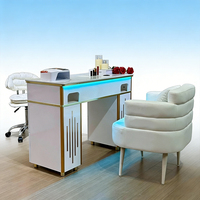 Station de travail pour salon de beauté, table de manucure avec rangement et chaise