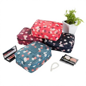 Bolsa de Cosméticos con Cierre de Cremallera de Cuatro Lados, Material Oxford Geométrico, Asa Suave, Gran Capacidad, Organizador de Maquillaje Portátil de Viaje con Logotipo - Product Image 5