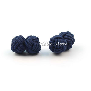 Boutons de manchette en corde extensible colorée, nœuds de soie, tissés à la main, simples, rose marine, pour hommes, Bar, fête, Club, manches quotidiennes, accessoire cadeau - Product Image 2