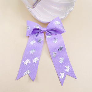 TREETIP Pinza para el pelo de grogrén hecha a mano con logo personalizado, lazo de unicornio arcoíris, cinta estampada con perlas y cinta larga para niñas, niños y princesas - Product Image 4