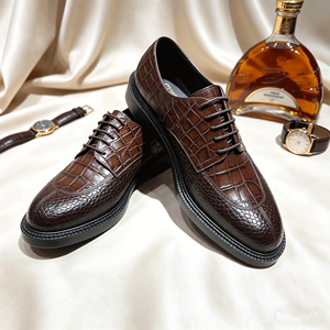 Chaussures Derby Homme Luxe à Motif Crocodile et Semelle Épaisse - Chaussures Habillées Formelles en Cuir Exotique Haut <span class=keywords><strong>de</strong></span> Gamme Italien 2026 Nouveauté - Product Image 2