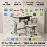 Ensemble de chaises de table modernes réglables pour l'école primaire intermédiaire Mobilier personnalisé pour enfants Vente en gros en usine Salle de classe
