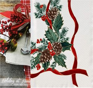 Sang Trọng Cổ Điển Xmas In Hình Chữ Nhật Khăn Trải Bàn <span class=keywords><strong>Handmade</strong></span> Hiện Đại Lá Không Thấm Nước Polyester Thân Thiện Với Môi Cho Đảng Nhà Sử Dụng - Product Image 4