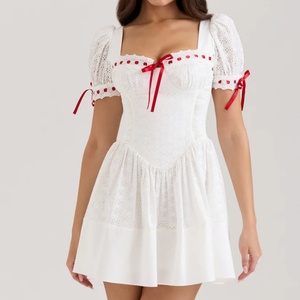 Vestido Mini Casual Blanco de Alta Calidad al por Mayor, Vestido de Encaje Dulce con Mangas de Princesa, OOTD - Product Image 1