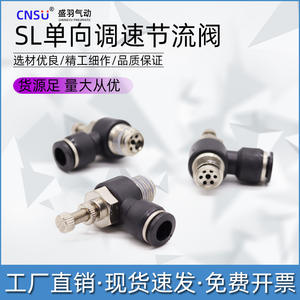 Tuyau d'air régulateur unidirectionnel, type L, raccord rapide, vanne d'accélération SL6-02, vanne de régulation de vitesse du cylindre, pièces pneumatiques en cuivre - Product Image 2