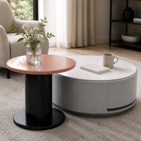 Table basse ronde en bois durable de style italien au design simple et moderne, élégante et petite pour le salon, décoration de la maison