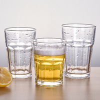 Verre à bière Collins octogonal transparent de style européen pour bar/KTV, avec couvercle, épaissi, pour thé aux fruits, boissons froides, jus
