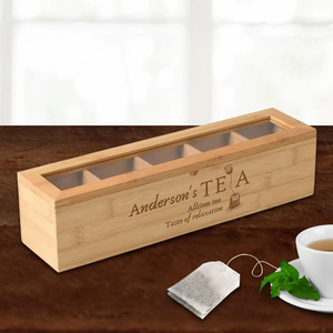 Organisateur de sachets de thé en bois avec fenêtre en acrylique à 5 compartiments et couvercle magnétique support de sachets de thé en bambou pour paquets de <span class=keywords><strong>sucre</strong></span> de thé - Product Image 2