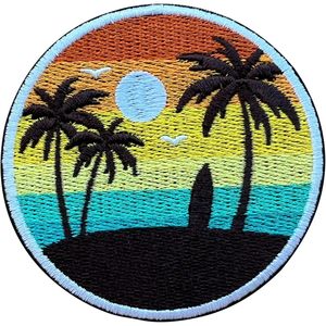 แผ่นปักลายชายหาด CustomSunset ขนาด 3 นิ้ว รีดติดหรือเย็บติด สำหรับตกแต่งกระเป๋า - Product Image 1