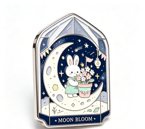 Enamel Rabbit Moon <b>Pin</b> Cartoon Brooch Zinc Alloy Lapel <b>Badge</b> Gothic Style Gift for Halloween - Product Image 3