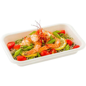 SUMKOKA sıcak satış PFAS ücretsiz gıda sınıfı biyobozunur tek kullanımlık sebze dikdörtgen şeker kamışı Bagasse tepsi et tepsisi meyve tepsisi - Product Image 6