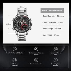Venta caliente <span class=keywords><strong>NAVIFORCE</strong></span> <span class=keywords><strong>9182</strong></span> Relojes digitales de moda Cuarzo Impermeable Hombres Relojes de pulsera con fecha Semana Dial Reloj luminoso 2025 - Product Image 5