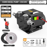 Pompe de transfert de carburant diesel CAVITT 550W 12V 24V DC avec compteur numérique et buse auto-étanche pour camions et ravitaillement