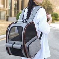Erweiterbarer Haustier-Rucksack Faltbare Atmungsaktive Netz-Reisetasche für Katzen Großer Stauraum Tragbare Outdoor-Transporttasche für Kleine Katzen und Hunde