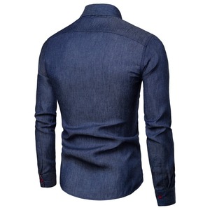 Camicie da <span class=keywords><strong>Uomo</strong></span> Slim Fit a Maniche Lunghe Primavera-Autunno, Design con Bottoni, in Twill di Cotone Traspirante ad Asciugatura Rapida, Fornitura ODM, Confezione Singola - Product Image 3