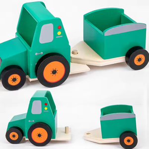 EDULAND Nouveau Jouet en Bois pour Bébé, Modèle de <span class=keywords><strong>Tracteur</strong></span> et Petite <span class=keywords><strong>Remorque</strong></span>, <span class=keywords><strong>Jeu</strong></span> de Société Interactif Parent-Enfant, Unisexe - Product Image 5