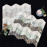 Mosaïque en marbre Chevron Wave en pierre naturelle, mosaïque murale décorative multicolore pour salle de bain, cuisine, hôtel, villa