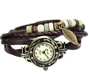 Women Quartz Bracelet Watch Fashion Weave Wrap Around Leather Wrist Watch for Valentine's Day