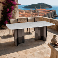 Ensemble de table à manger carrée en marbre blanc 6 places avec chaises pour la maison, la cuisine et la salle à manger
