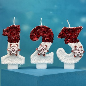 Velas de Cumpleaños Digitales Creativas con Diseño de Copos de Nieve Rojos y Blancos, Cera para Decoración de Pasteles, Caja de Regalo para Celebración de Cumpleaños - Product Image 3