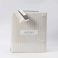 Ensemble de housse de couette en coton gaufré HONI 100% - Style moderne - Respirant - Literie texturée de luxe - Pour toutes les saisons - Réversible - Doux