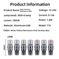 Bombilla LED para Auto YD T10, Nueva, 180LM, 1.8W, 12-24V, Multicolor, Blanco, Rojo, Azul, Verde, CANBUS, Sin Errores, Plug and Play, Disipador de Calor de Aluminio