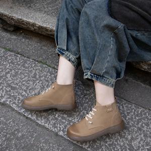 Marchio <span class=keywords><strong>di</strong></span> design originale <span class=keywords><strong>di</strong></span> alta qualità punta rotonda in vera pelle morbido stile da passeggio stivaletti da <span class=keywords><strong>donna</strong></span> piattaforma <span class=keywords><strong>stivali</strong></span> fornitore - Product Image 4