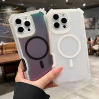 Coque de téléphone magnétique sans fil de luxe avec effet laser dégradé Aurora pour iPhone 17 Air 16 Pro Max 15 14 Plus 13, protection antichoc