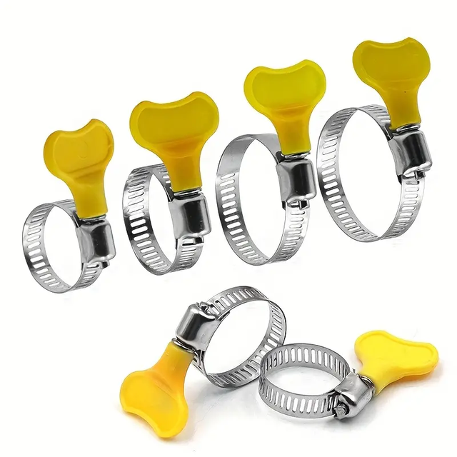 Stainless Steel Metal Butterfly Handle Hose Clip Adjustable Clamping Ring Bolt Clamp