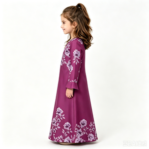Abbigliamento Etnico in Cotone e Poliestere, <span class=keywords><strong>Vestiti</strong></span> per Mamma e Bambino, Abaya Musulmana con Apertura Frontale - Product Image 4
